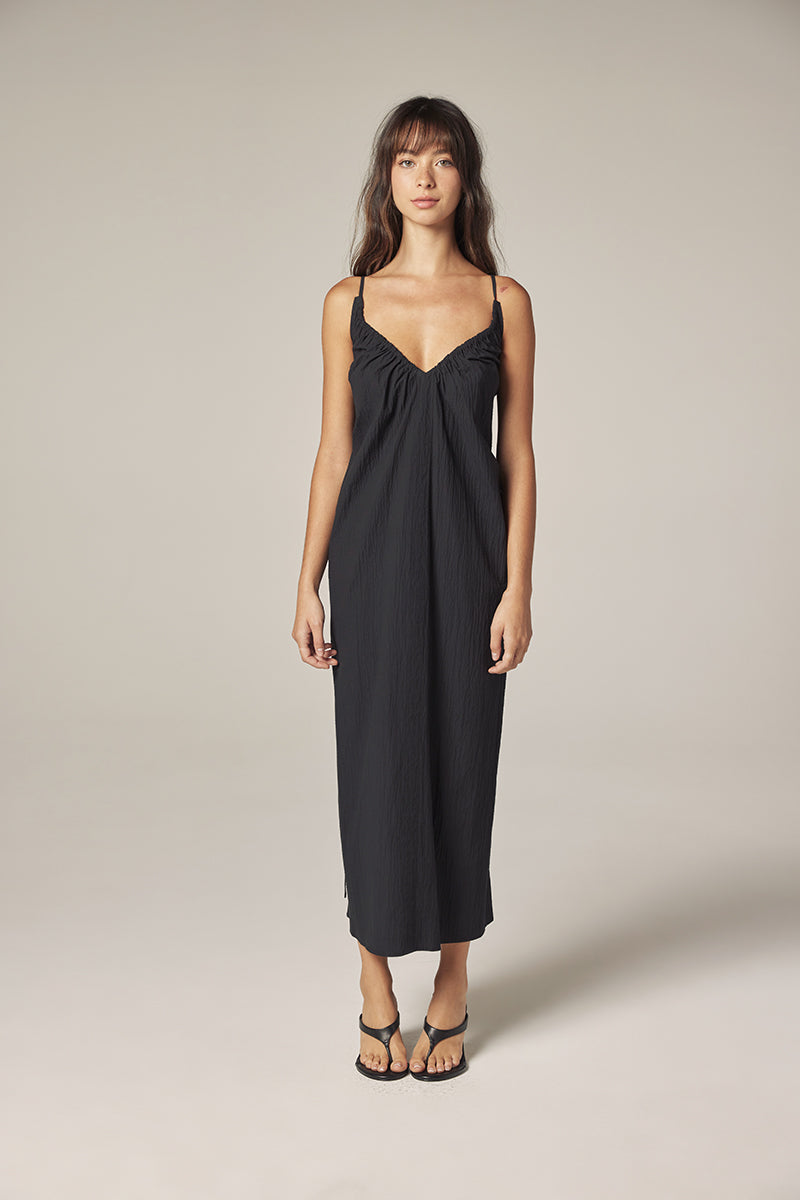 amente Front Shirring Dress - Midnight
