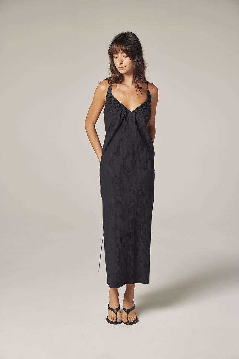 amente Front Shirring Dress - Midnight