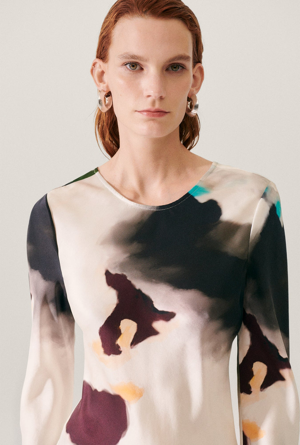 Silk Laundry Full Sleeve Bias Dress - Phosphate
