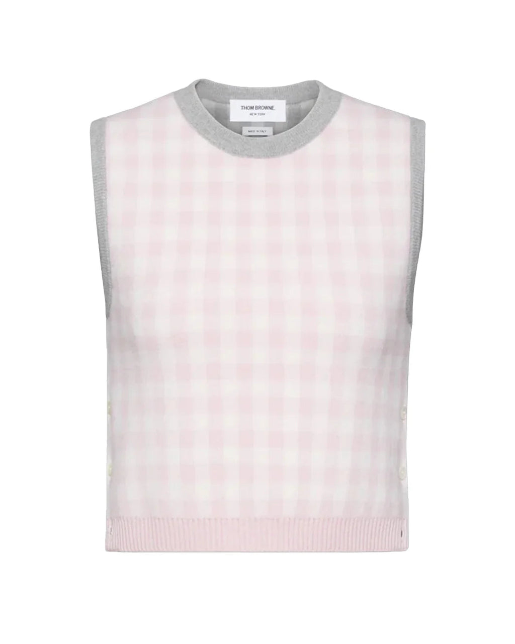 Thom Browne Funmix Gingham Check Jacquard Merino Wool Shell Top - Pink
