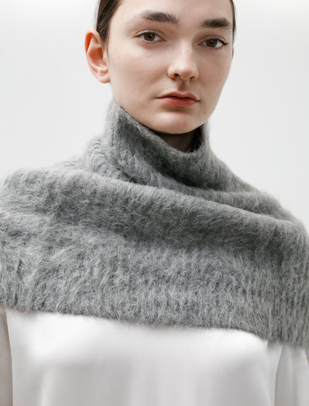 Totême Funnel Alpaca Blend Neck Warmer - Grey Melange