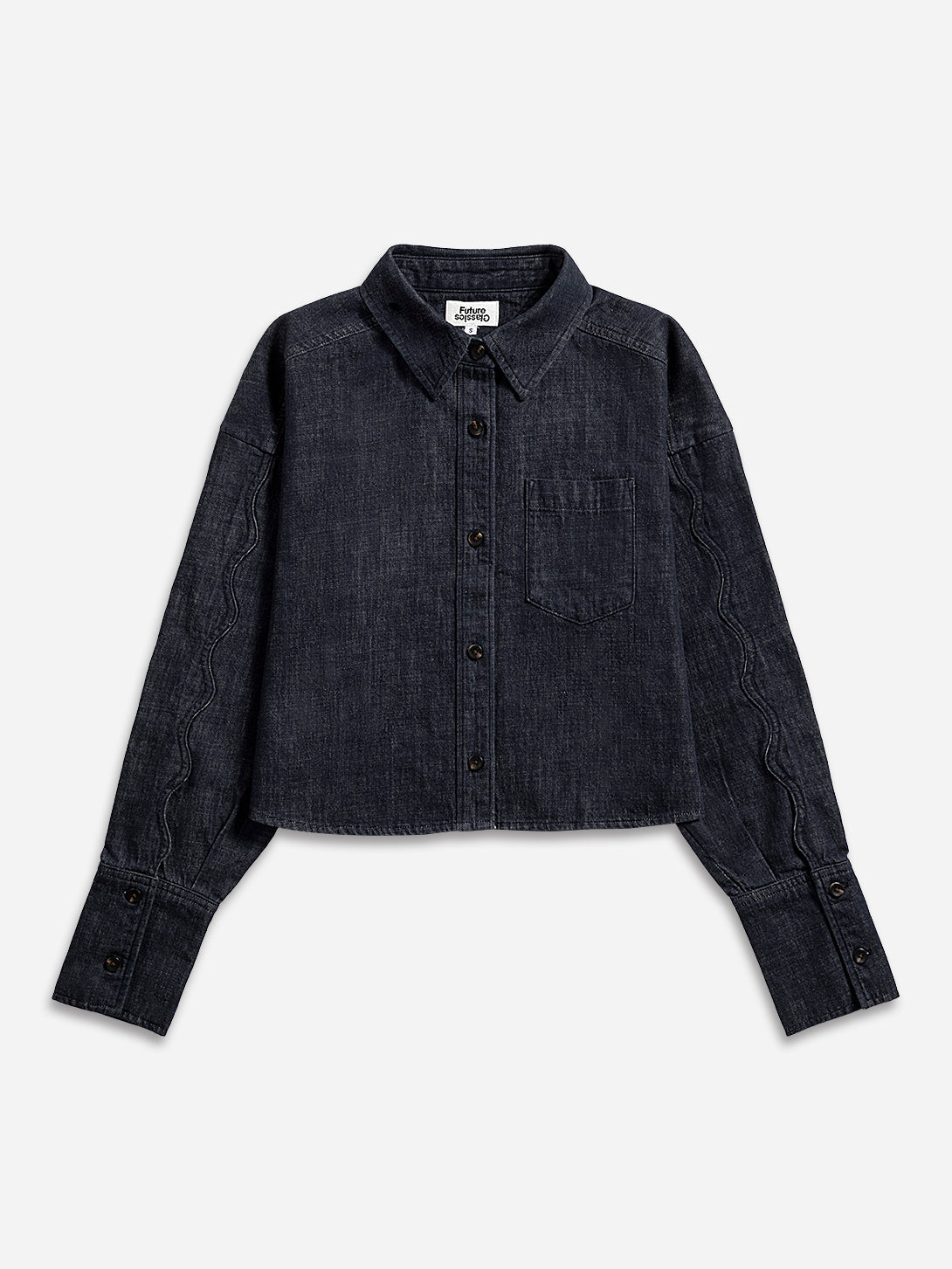 Future Classics Motif Sleeve Denim Shirt - Dark Indigo
