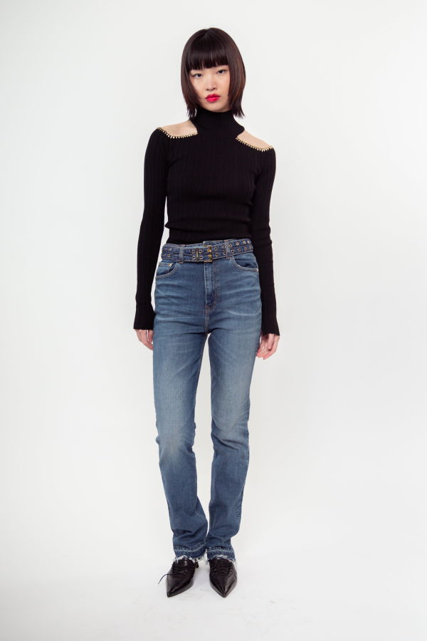 Ganni Future Denim Belted Carri Jean - Blue
