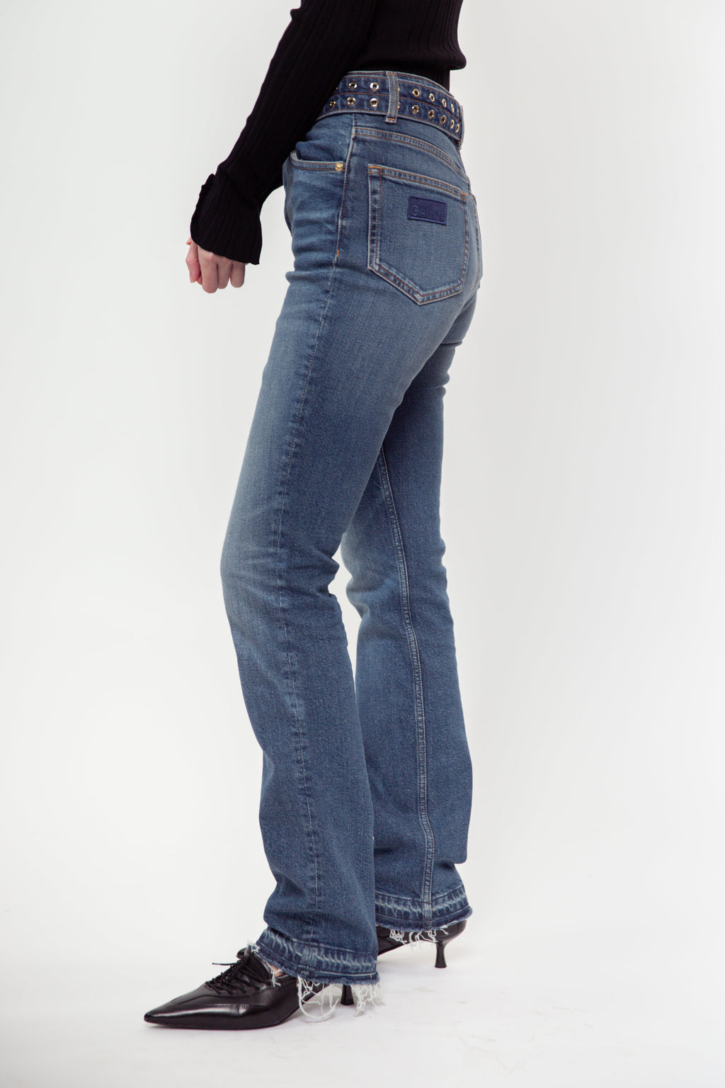 Ganni Future Denim Belted Carri Jean - Blue
