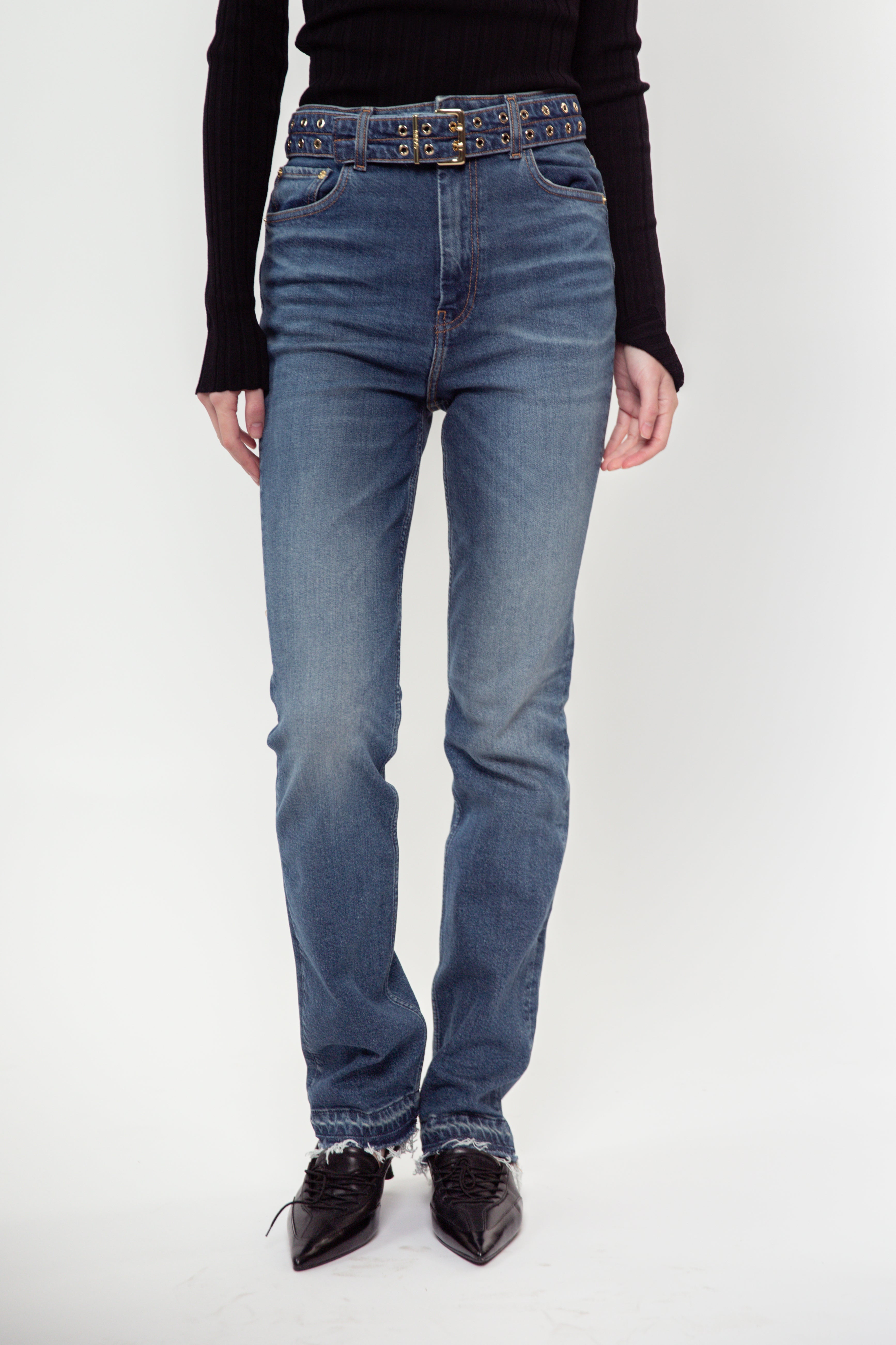 Ganni Future Denim Belted Carri Jean - Blue