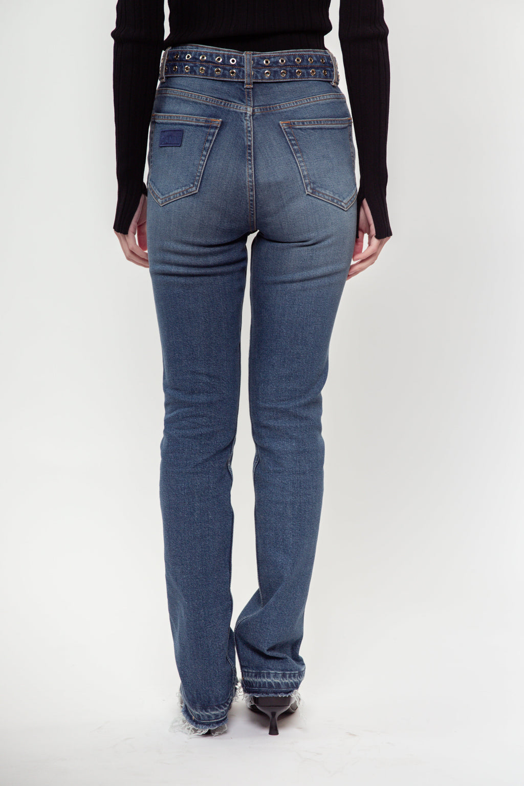 Ganni Future Denim Belted Carri Jean - Blue
