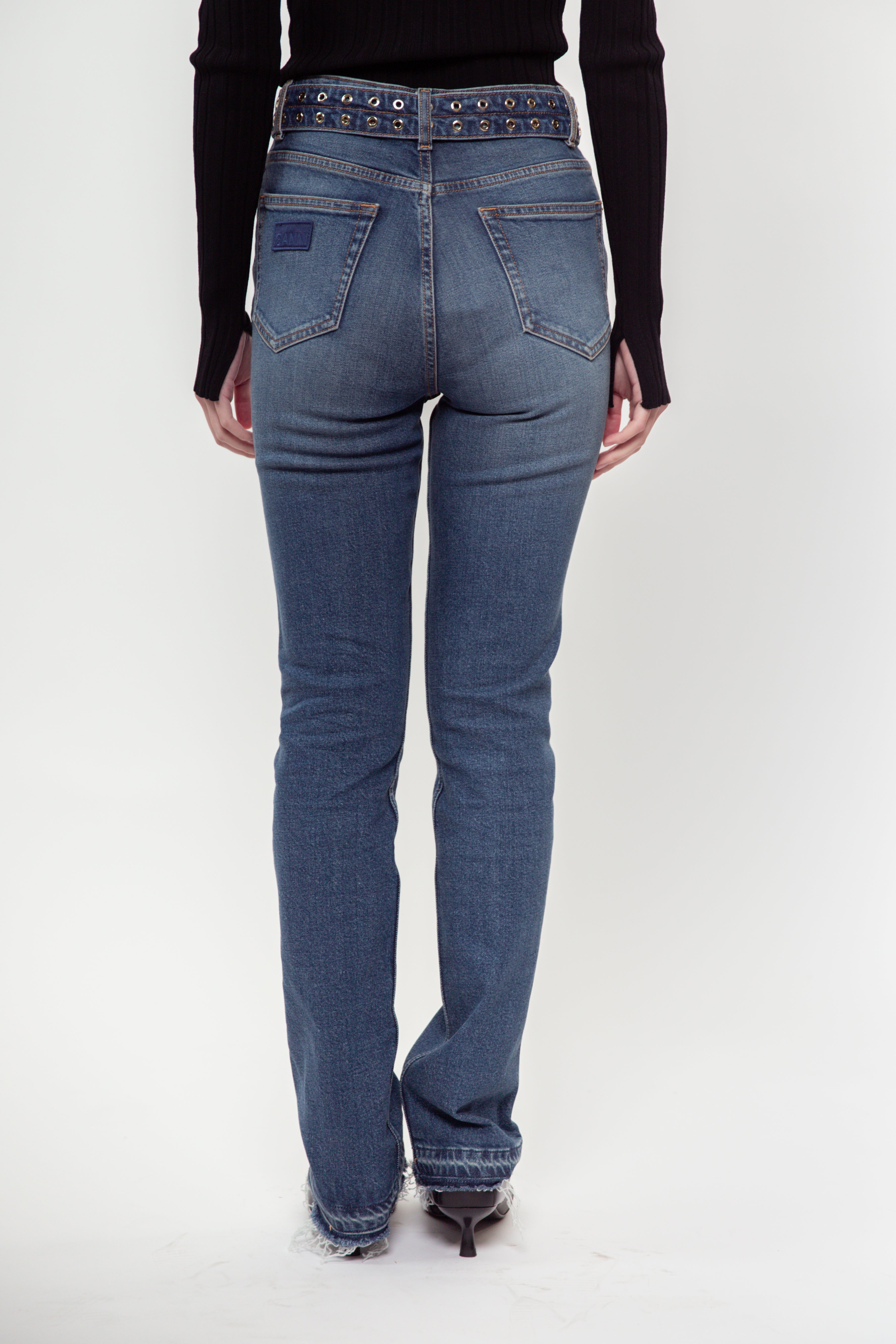 Ganni Future Denim Belted Carri Jean - Blue