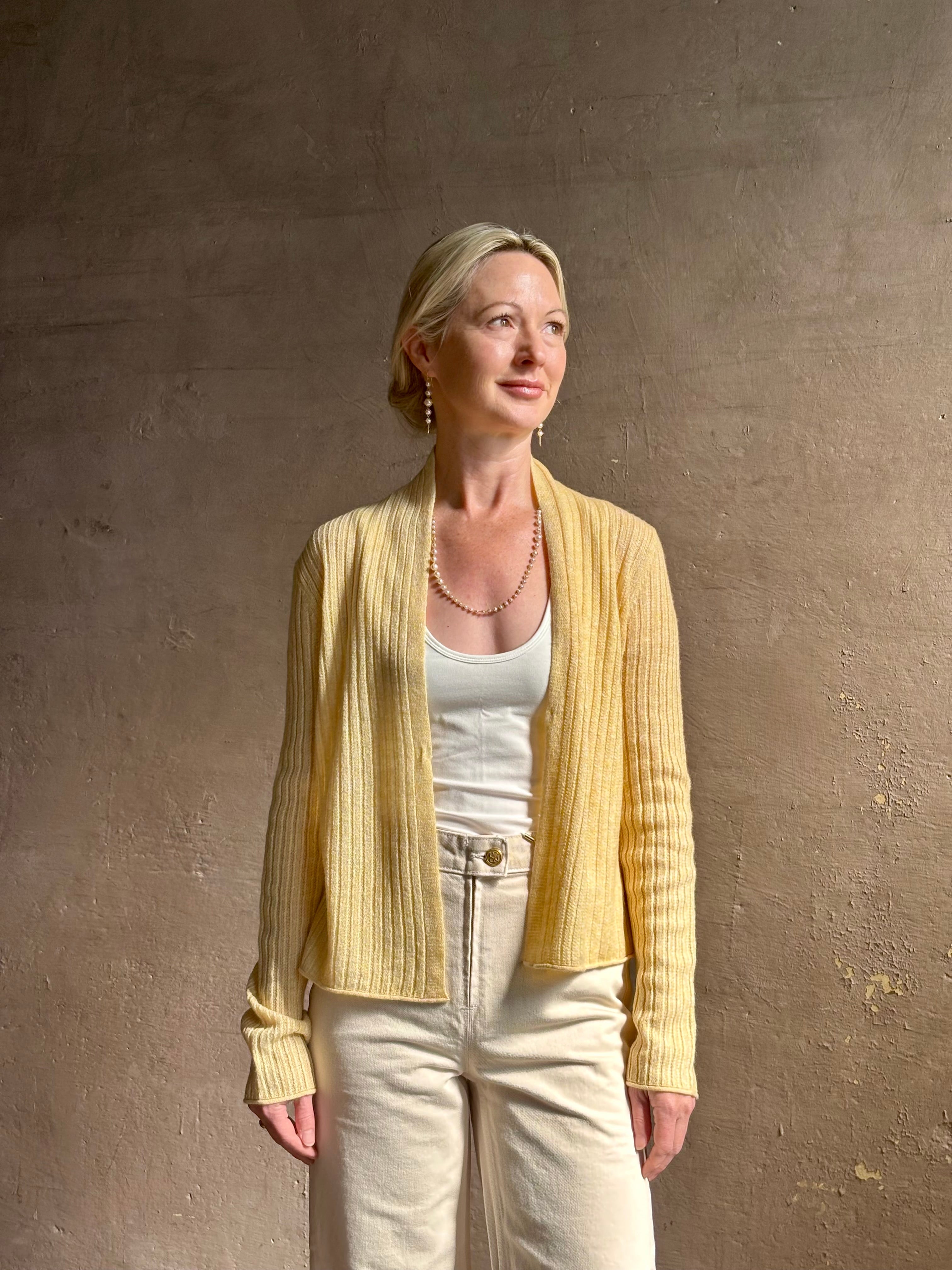 Guest in Residence Rib Stealth Cardigan - Butter Yellow