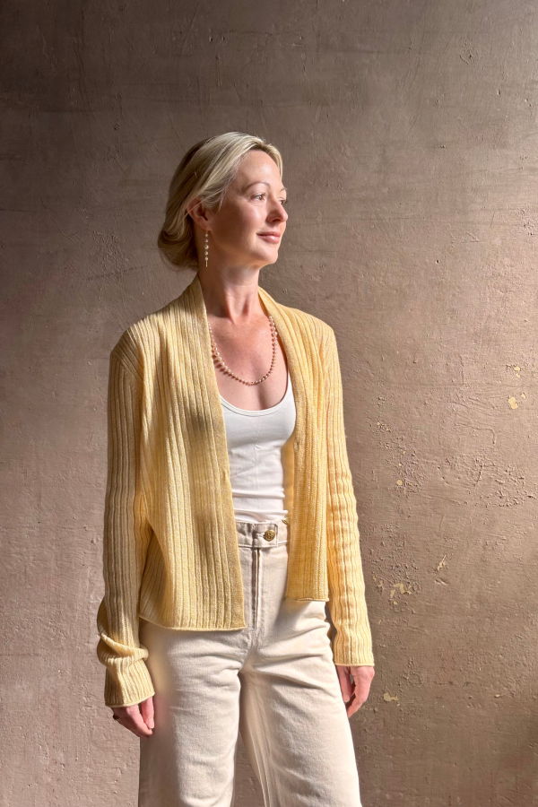 Guest in Residence Rib Stealth Cardigan - Butter Yellow