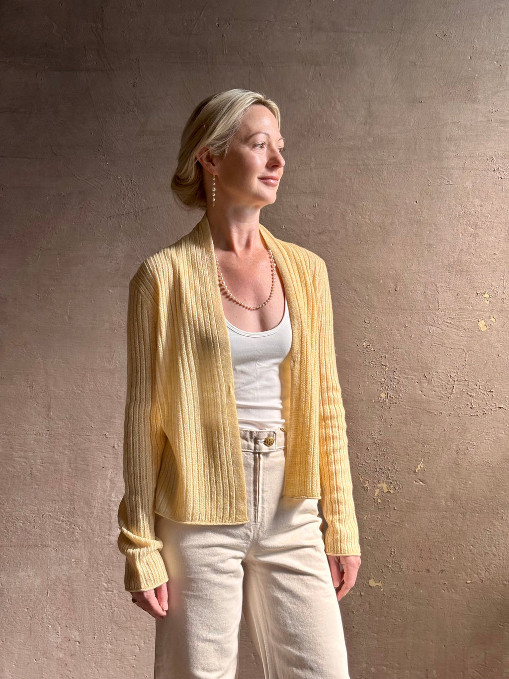 Guest in Residence Rib Stealth Cardigan - Butter Yellow