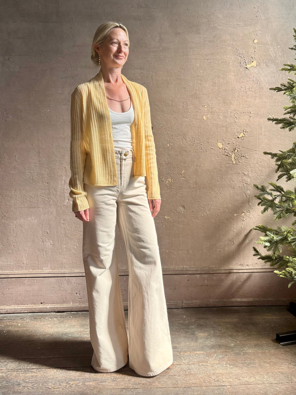 Guest in Residence Rib Stealth Cardigan - Butter Yellow