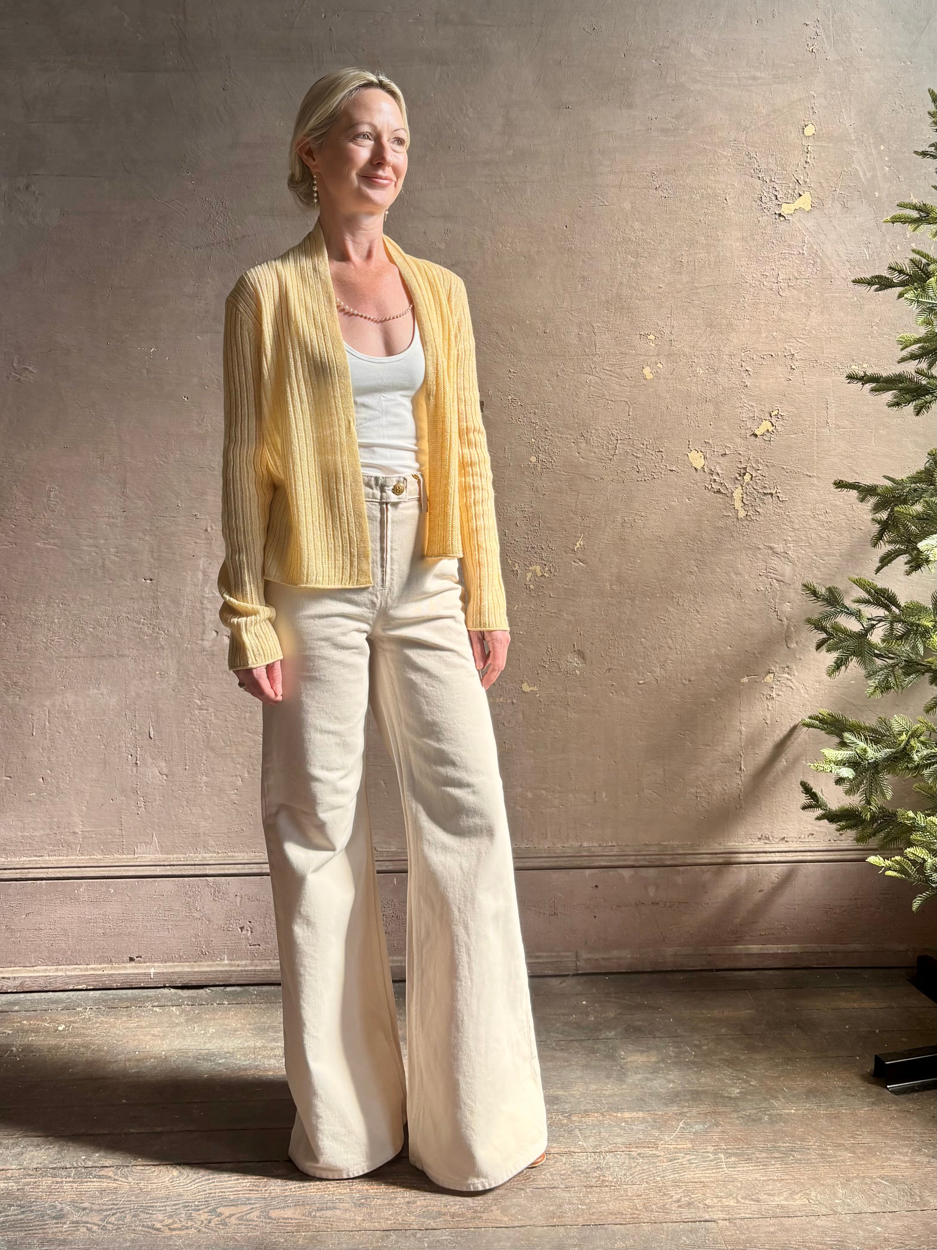 Guest in Residence Rib Stealth Cardigan - Butter Yellow