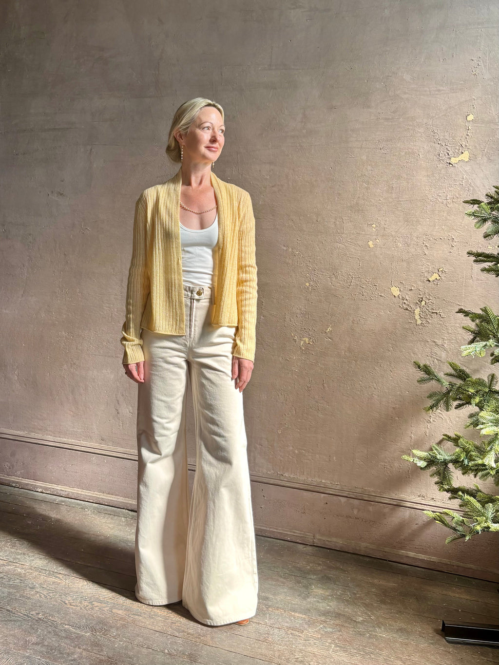 Guest in Residence Rib Stealth Cardigan - Butter Yellow