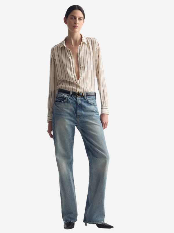 Nili Lotan Gaia Slim Shirt - Brandy Stripe