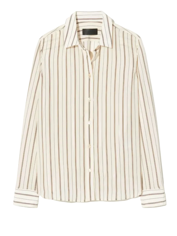 Nili Lotan Gaia Slim Shirt - Brandy Stripe