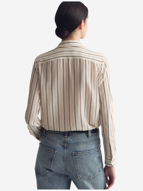 Nili Lotan Gaia Slim Shirt - Brandy Stripe