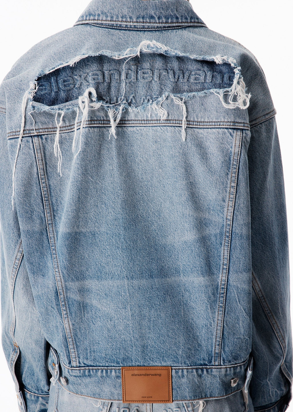 ALEXANDER WANG Game Jacket With Logo Distressing - Authentic Light Indigo