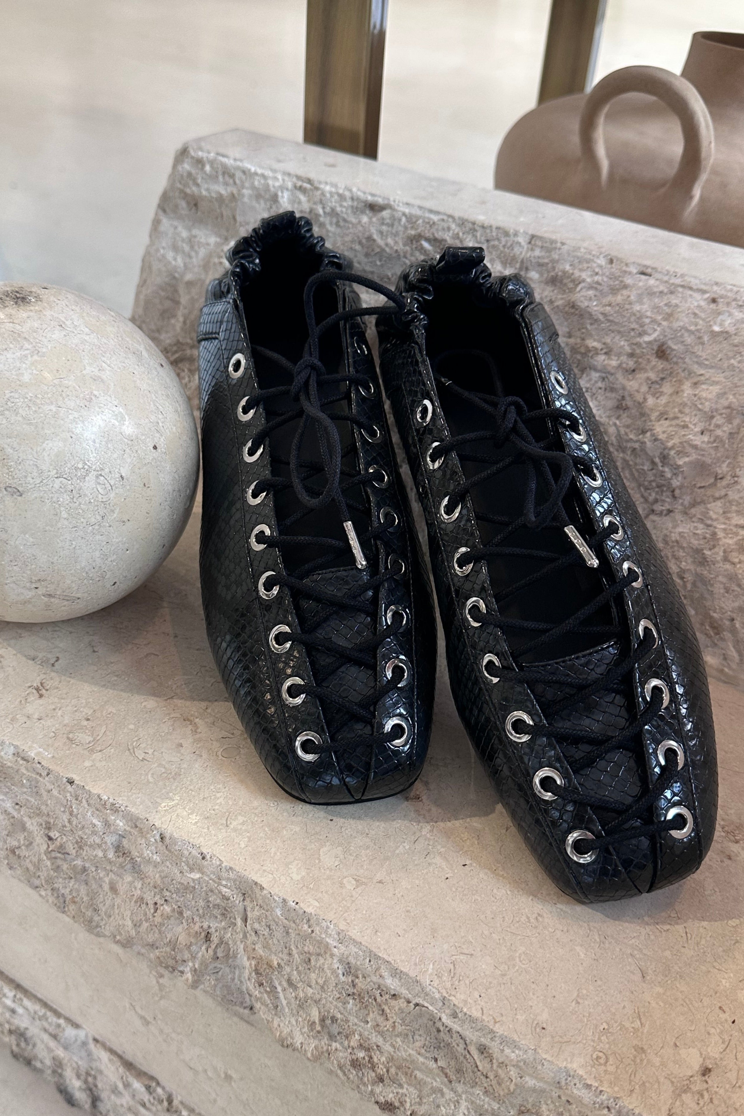 Ganni Lace Up Ballerina