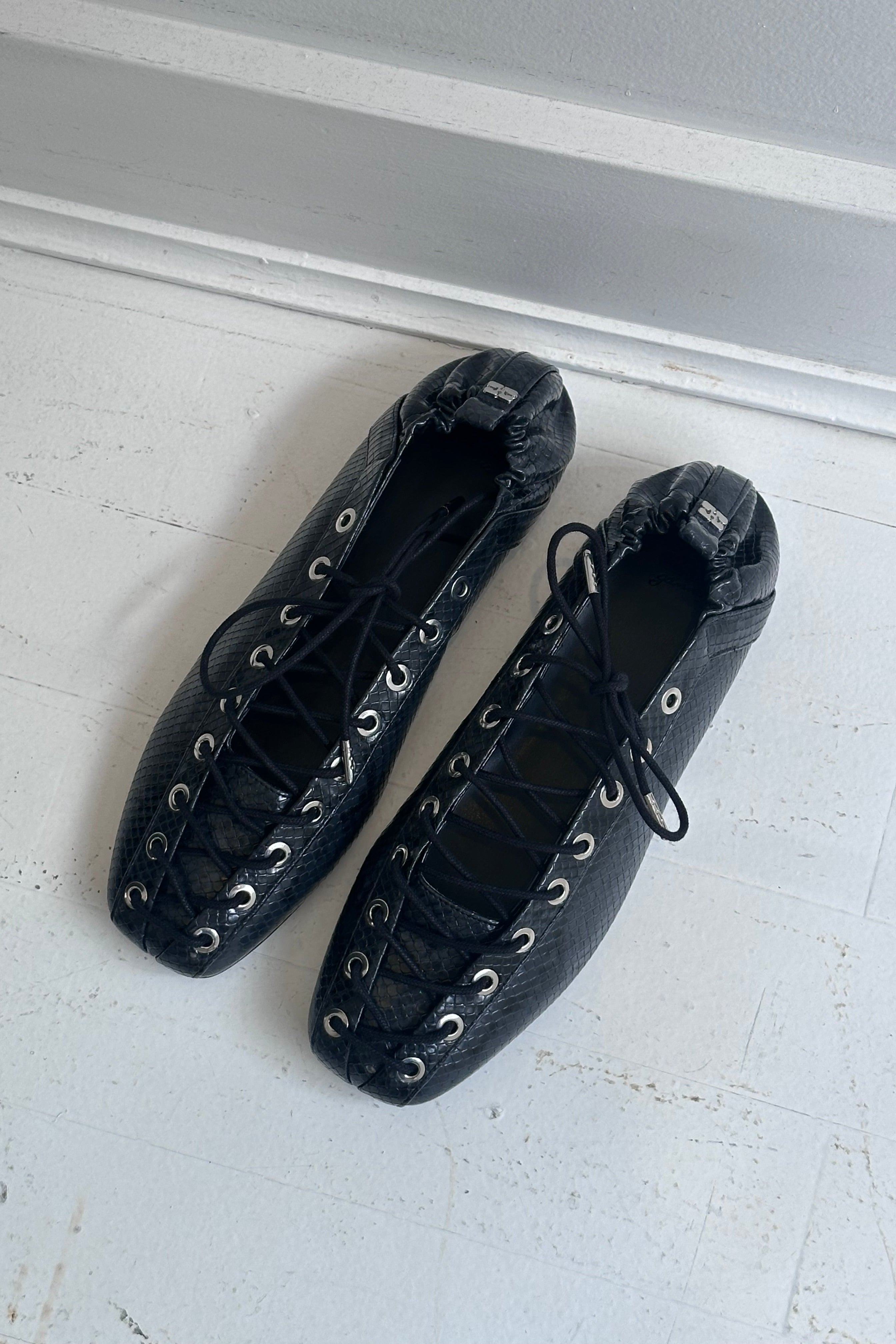 Ganni Lace Up Ballerina