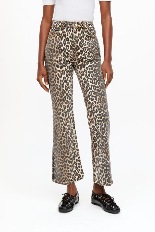 Ganni Betzy Cropped Jean Jeans - Leopard