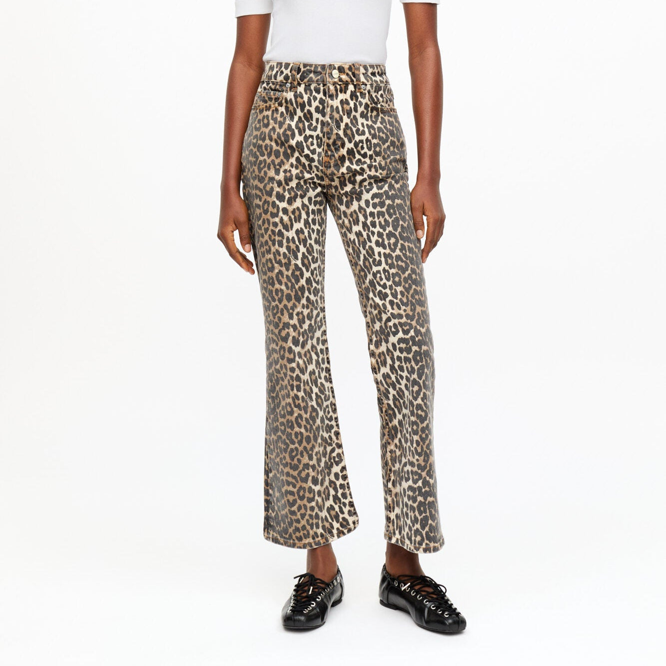 Ganni Betzy Cropped Jean Jeans - Leopard