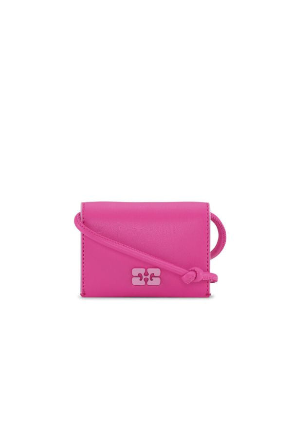 Ganni Bou Wallet on Strap - Shocking Pink