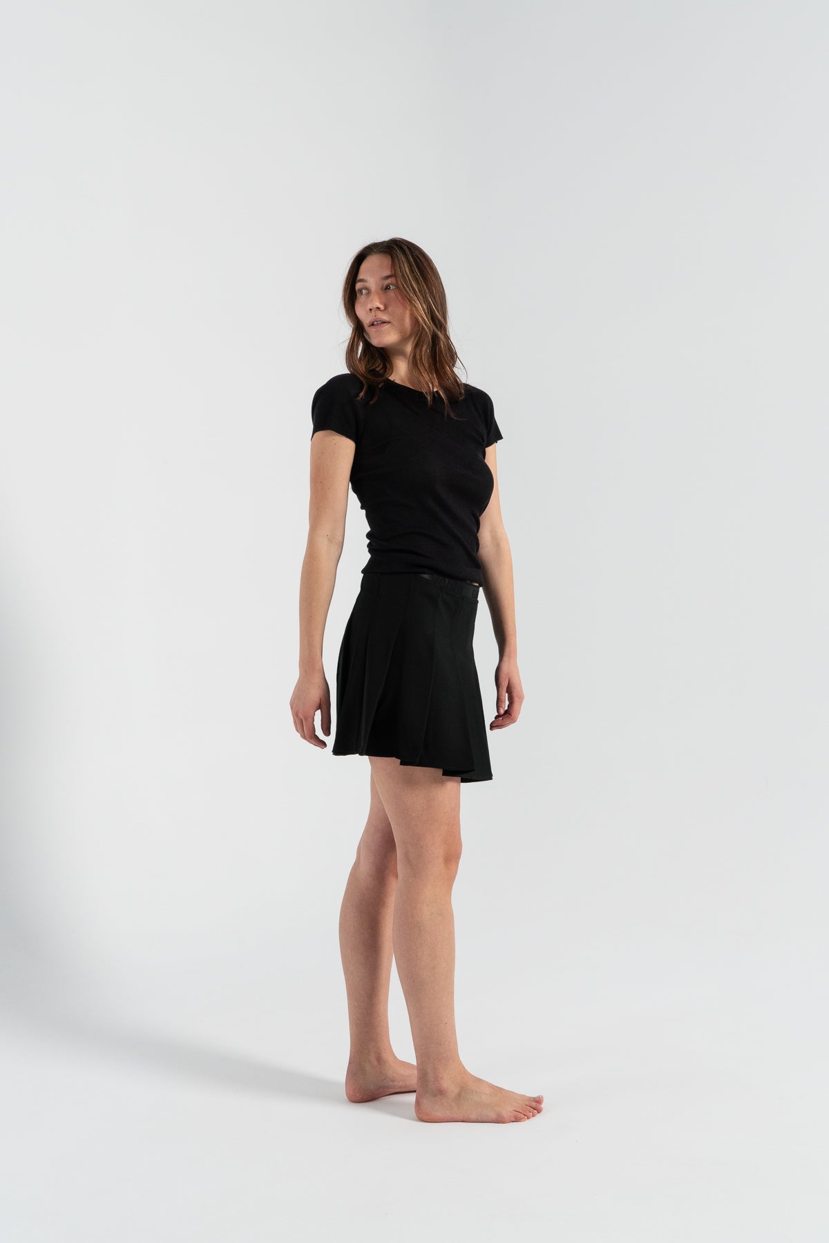 Ganni Light Twill Pleated Mini Skirt