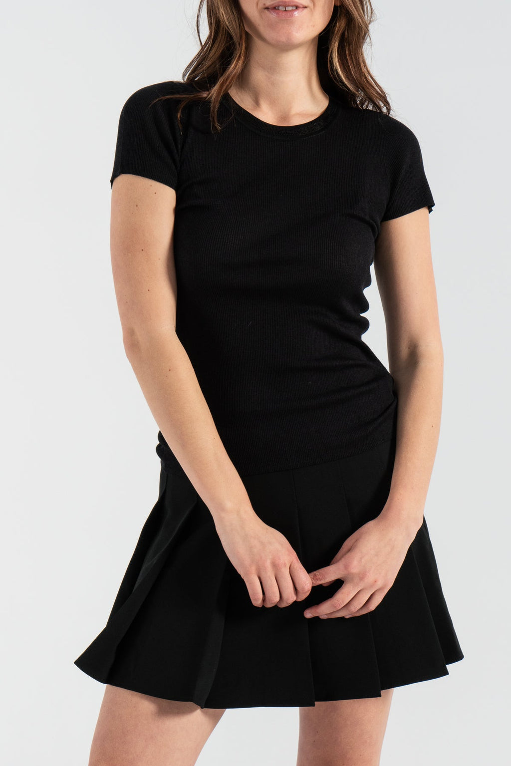 Ganni Light Twill Pleated Mini Skirt