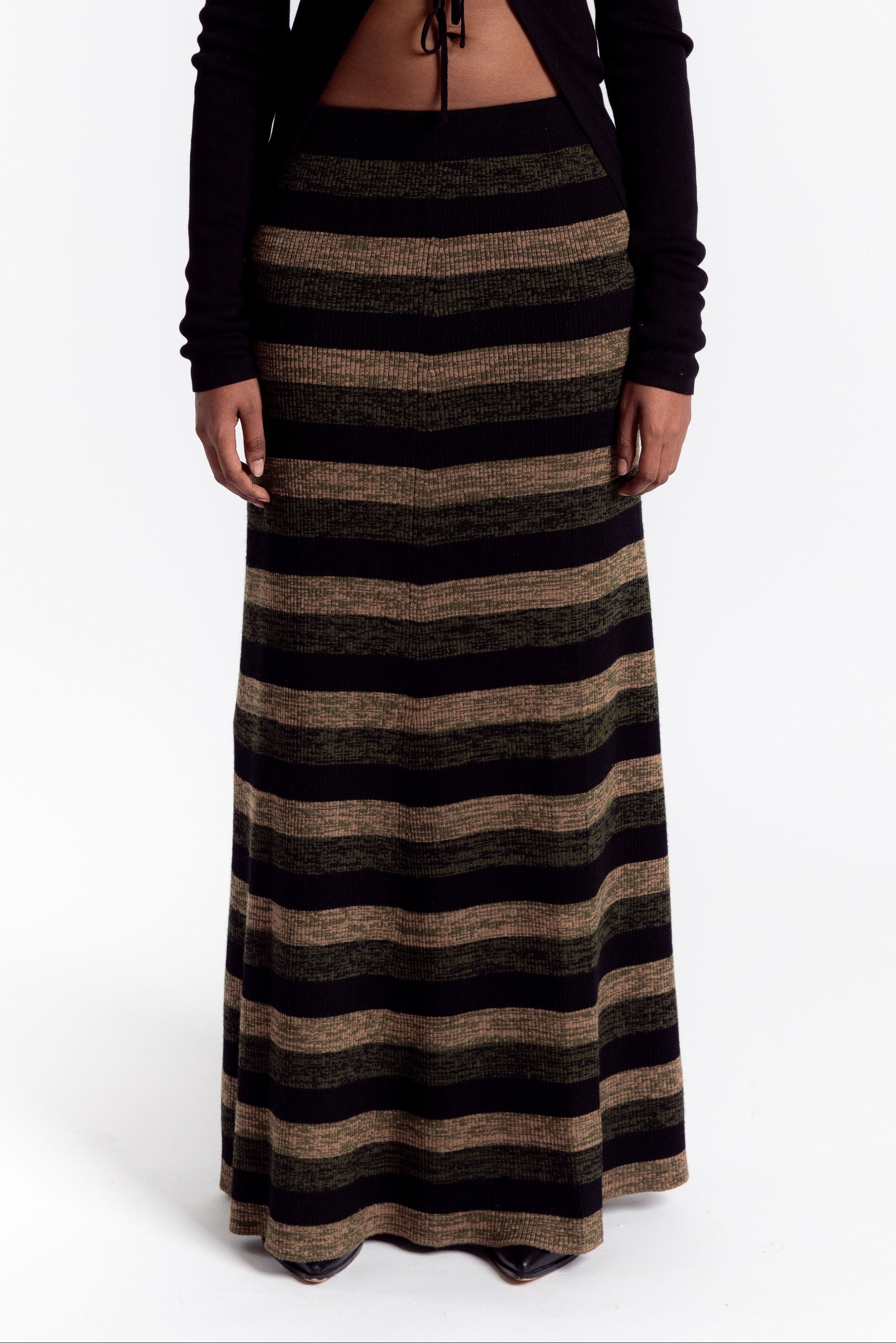 Ganni Mini Ribbed Merino Maxi Skirt - Multicolor