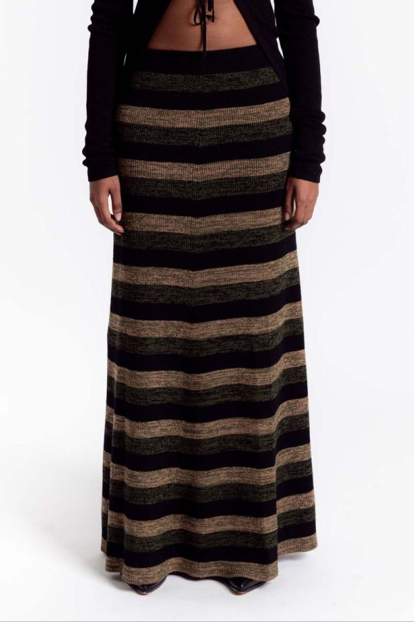 Ganni Mini Ribbed Merino Maxi Skirt - Multicolor
