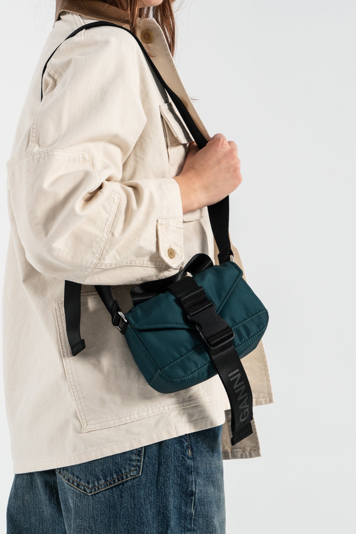 Ganni Recycled Tech Mini Satchel - Forest Night