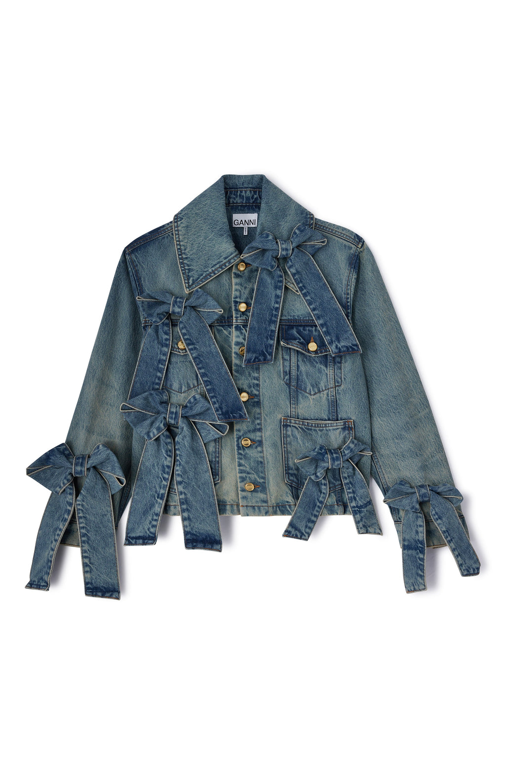 Ganni Tint Rigid Denim Jacket - Mid Blue Vintage