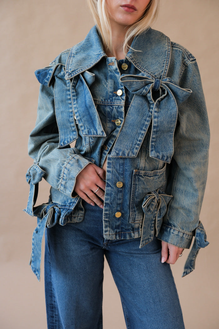 Ganni Tint Rigid Denim Jacket - Mid Blue Vintage