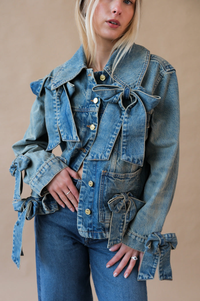 Ganni Tint Rigid Denim Jacket - Mid Blue Vintage