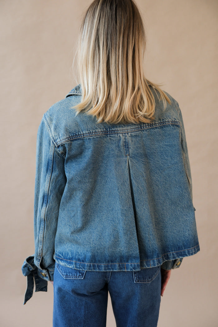 Ganni Tint Rigid Denim Jacket - Mid Blue Vintage