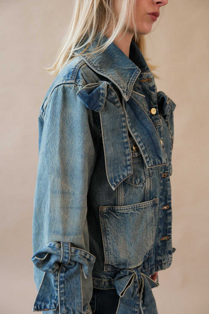 Ganni Tint Rigid Denim Jacket - Mid Blue Vintage