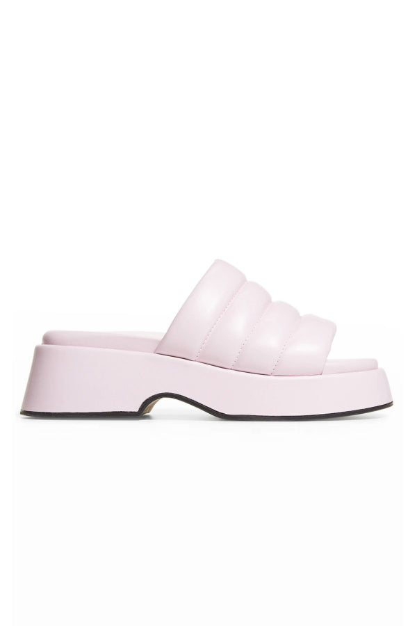 Ganni Women's Vegea Wine Leather Platform Puffy Slide Sandals - Pale Lilac