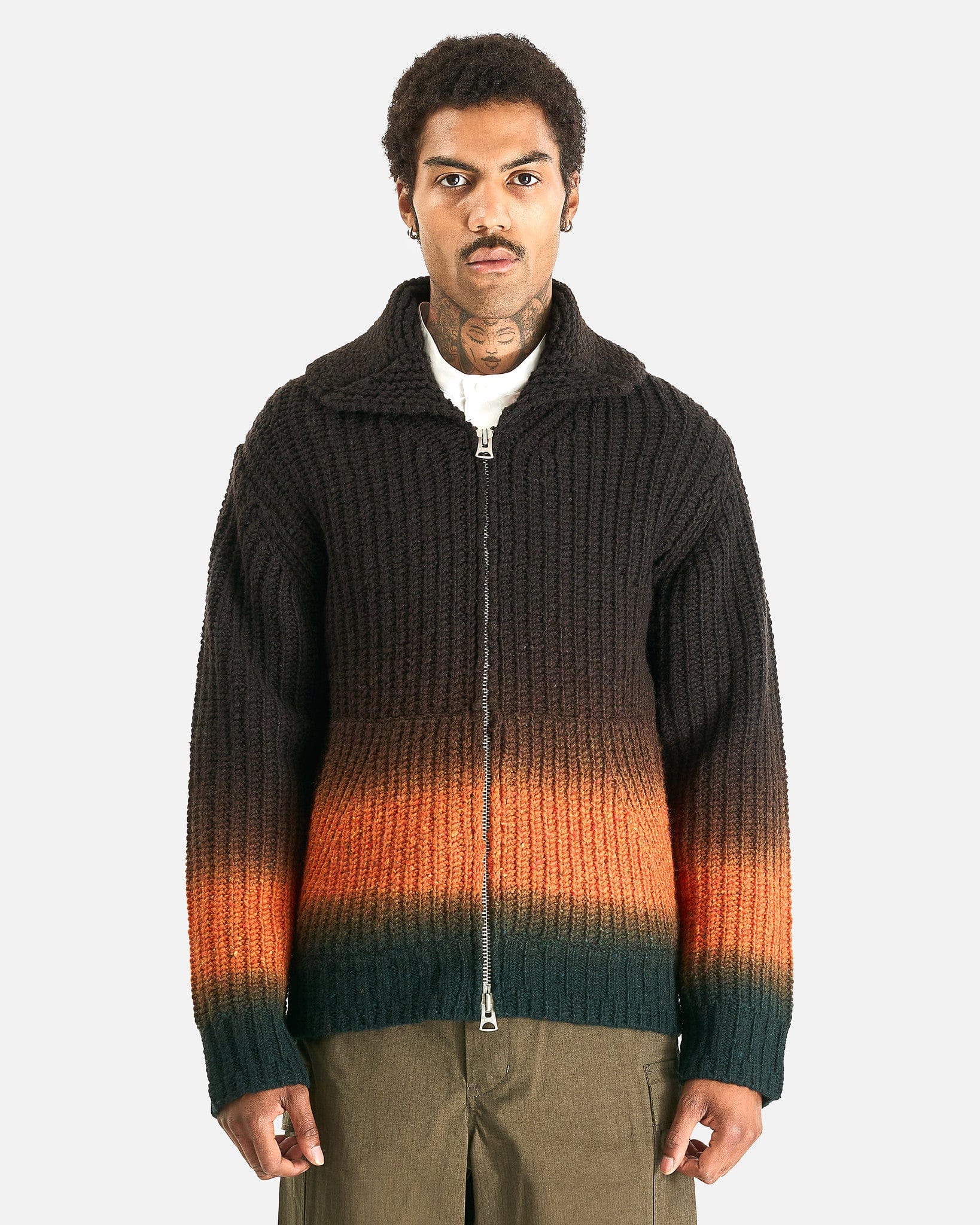 sacai Garment Dye Wool Knit Cardigan