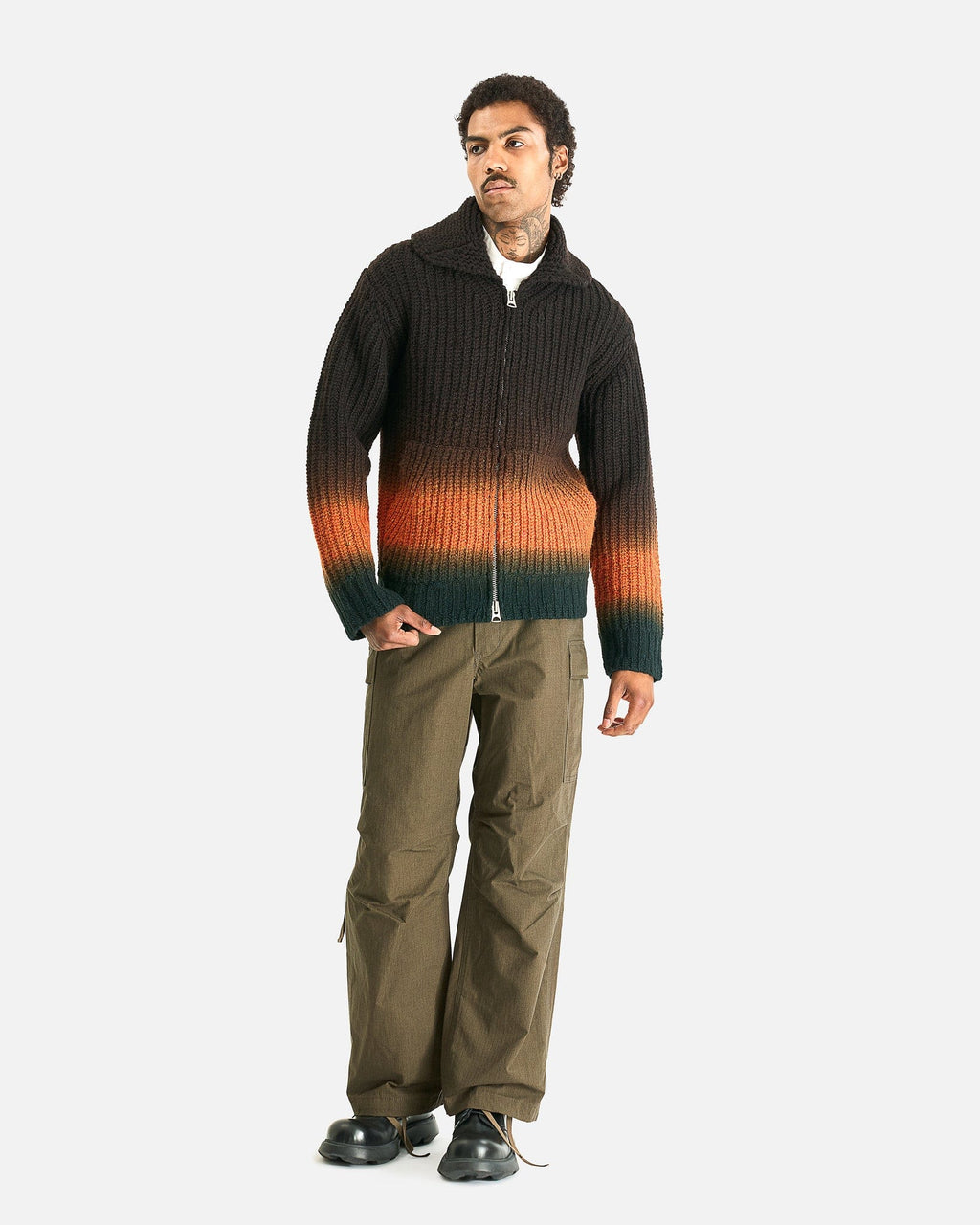sacai Garment Dye Wool Knit Cardigan