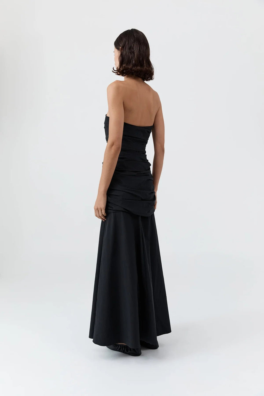 St. Agni Gathered Strapless Longline Dress - Black