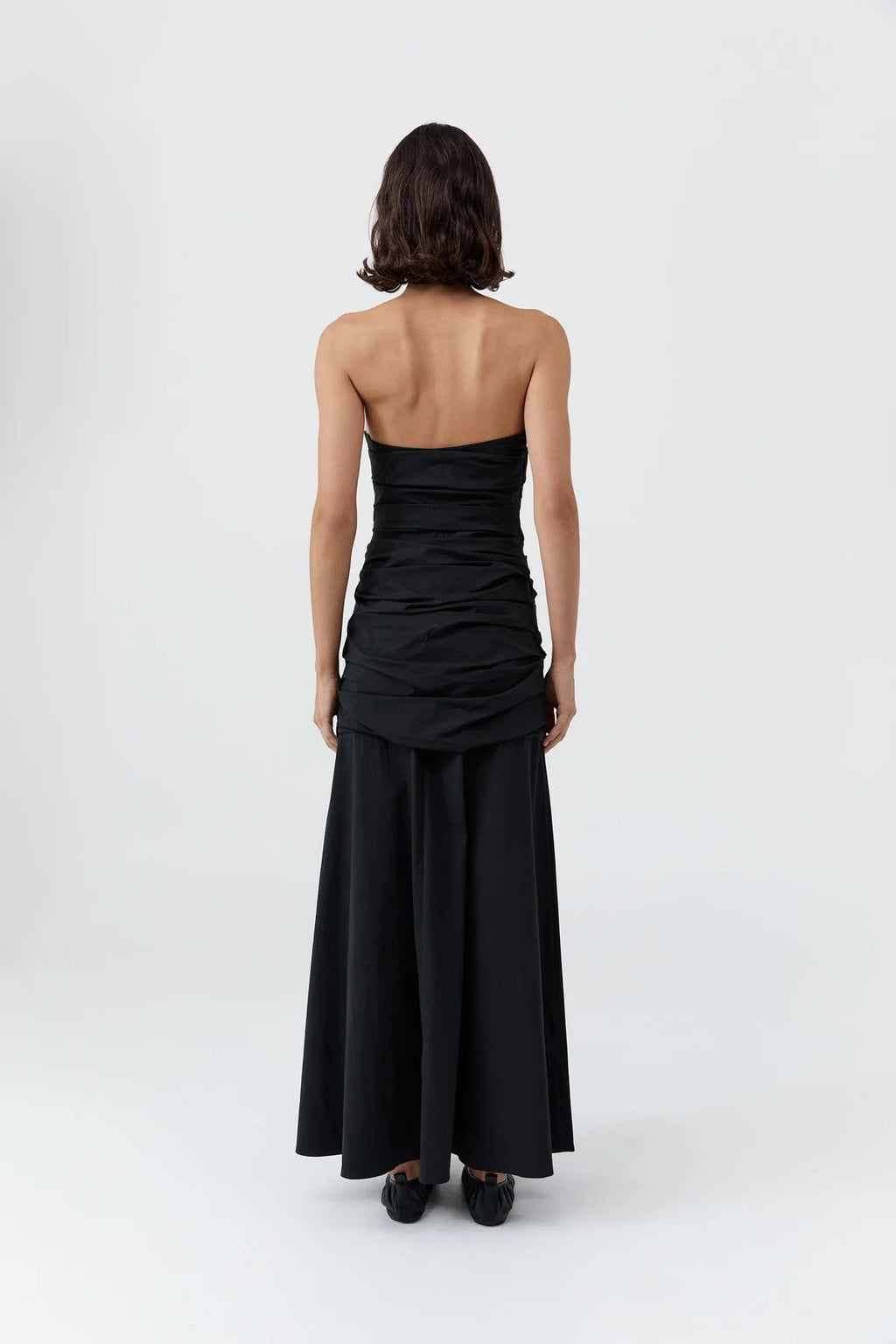St. Agni Gathered Strapless Longline Dress - Black