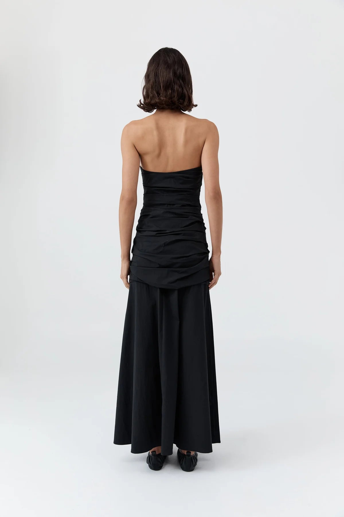St. Agni Gathered Strapless Longline Dress - Black