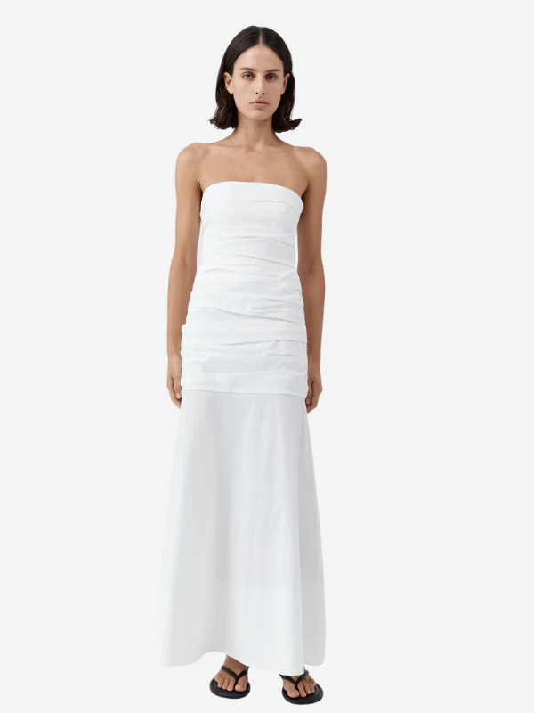 St. Agni Gathered Strapless Longline Dress