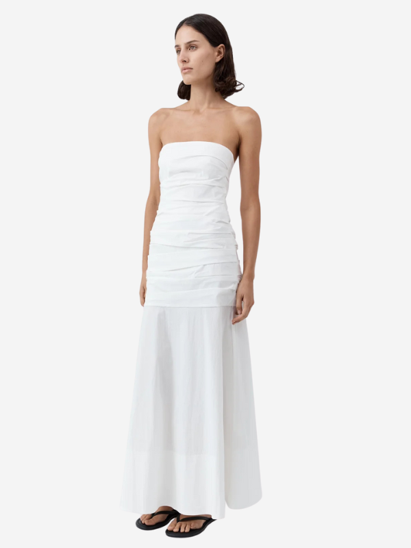St. Agni Gathered Strapless Longline Dress