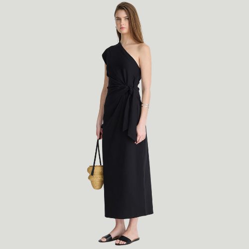 Apiece Apart Georgie One Shoulder Maxi Dress - Black