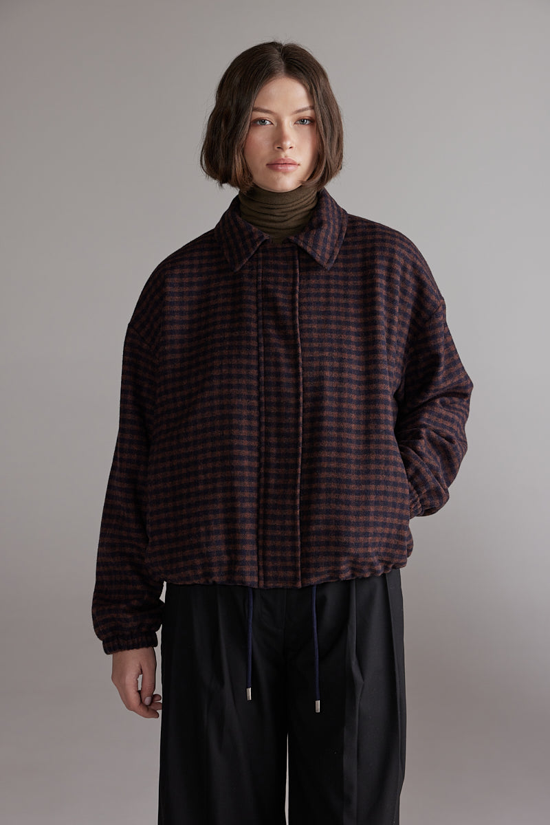 amente Gingham Jacket - Wine/Black