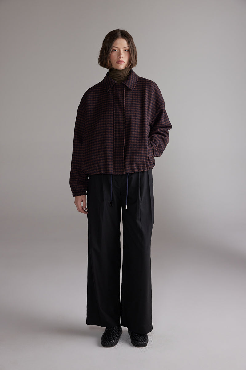 amente Gingham Jacket - Wine/Black