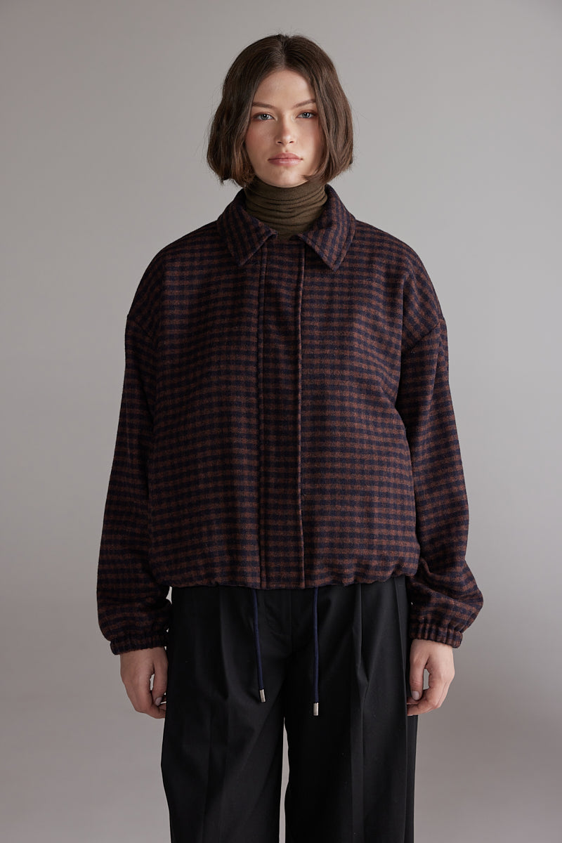 amente Gingham Jacket - Wine/Black