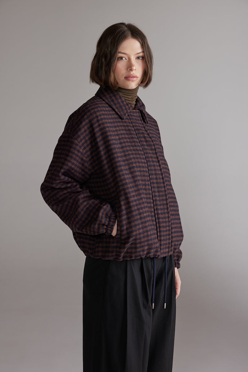 amente Gingham Jacket - Wine/Black