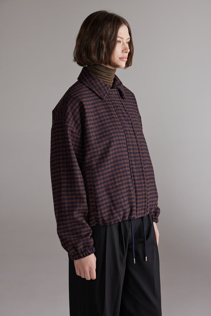 amente Gingham Jacket - Wine/Black